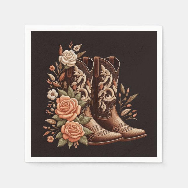 Moderner Eleganter Western - Blume Serviette (Vorderseite)