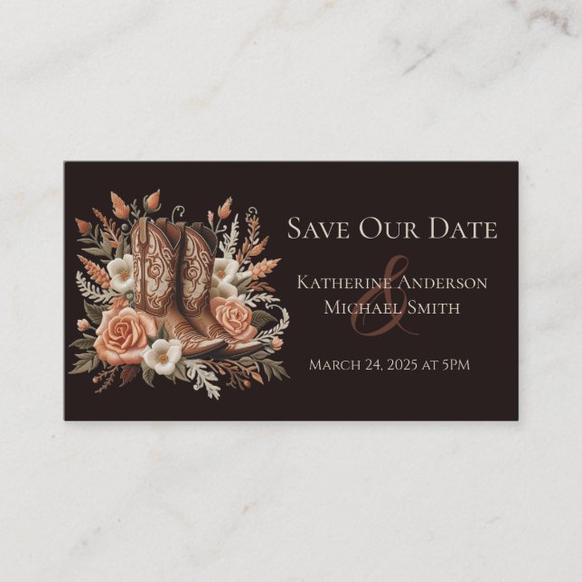 Moderner Eleganter Western - Blume Visitenkarte (Vorderseite)