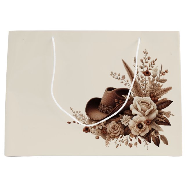 Moderner Eleganter Western - Blumen Große Geschenktüte (Vorderseite)