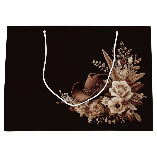 Moderner Eleganter Western - Blumen Große Geschenktüte (Vorderseite)