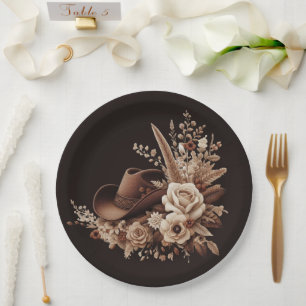 Moderner Eleganter Western - Blumen Pappteller