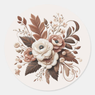 Moderner Eleganter Western - Blumen Runder Aufkleber
