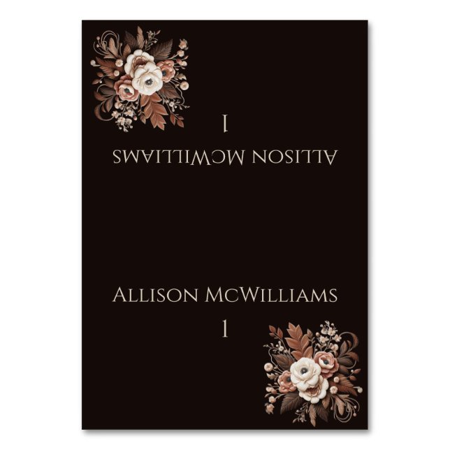 Moderner Eleganter Western - Blumen Tischnummer (Vorderseite)