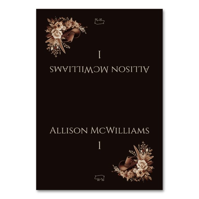 Moderner Eleganter Western - Blumenkarpfen Tischnummer (Vorderseite)