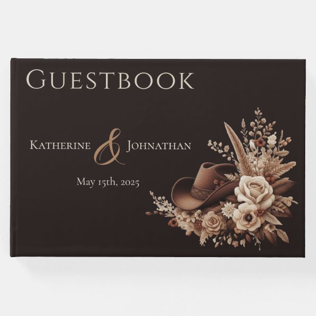 Moderner Eleganter Western - Flora Gästebuch (Vorderseite)