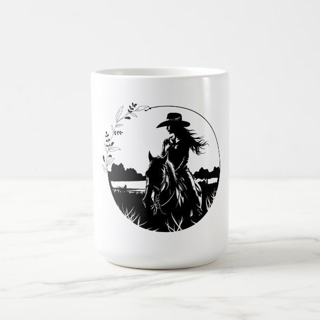 Moderner Eleganter Western Reiten Cowgirl Reiten Kaffeetasse (Mittel)