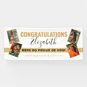 Moderner, eleganter White Gold Foto Collage Abschl Banner