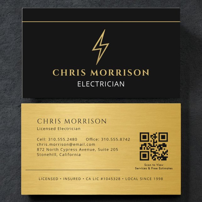 Moderner Elektriker Elektroinstallateur QR-Code Visitenkarte (Von Creator hochgeladen)