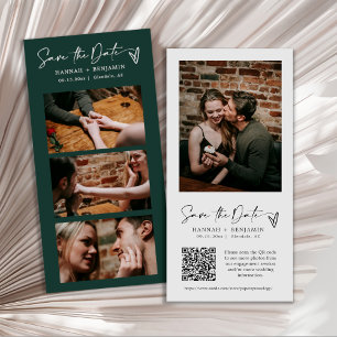 Moderner Emerald Green Foto Booth Strip QR Code Save The Date