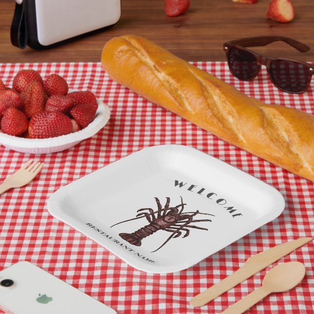 Moderner Empfang an Meeresfrüchten Lobster Sashimi Pappteller (Picknick)