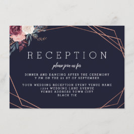 Moderner Empfang der braunen, geometrischen Navy Begleitkarte