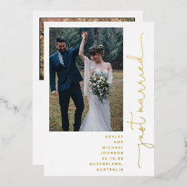 Moderner Empfang nur 2 Foto Gold Folieneinladung