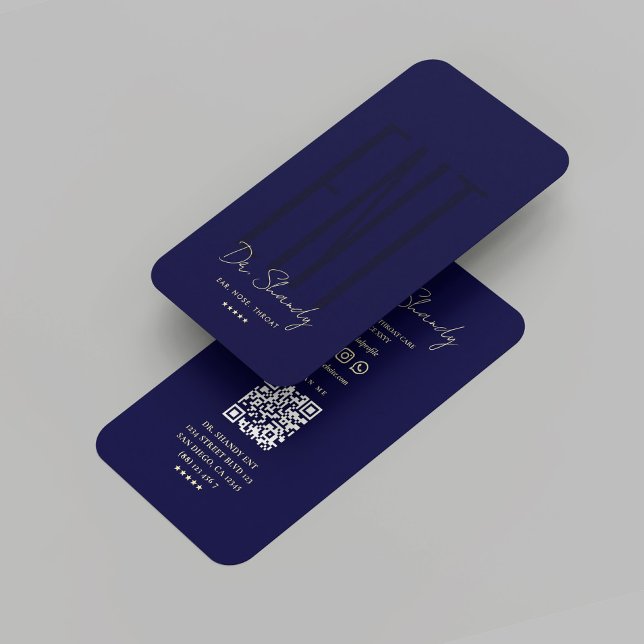 Moderner ENT Otolaryngologe Midnight Blue Visitenkarte (Modern ENT Otolaryngologist Midnight Blue Business Card
)