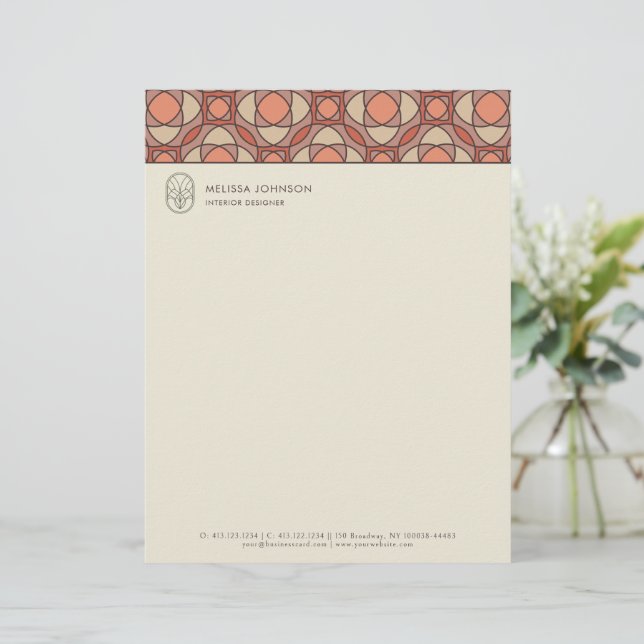 Moderner Erdig-Mosaik-Letterhead für Innenarchitek Briefbogen (Stehend Vorderseite)