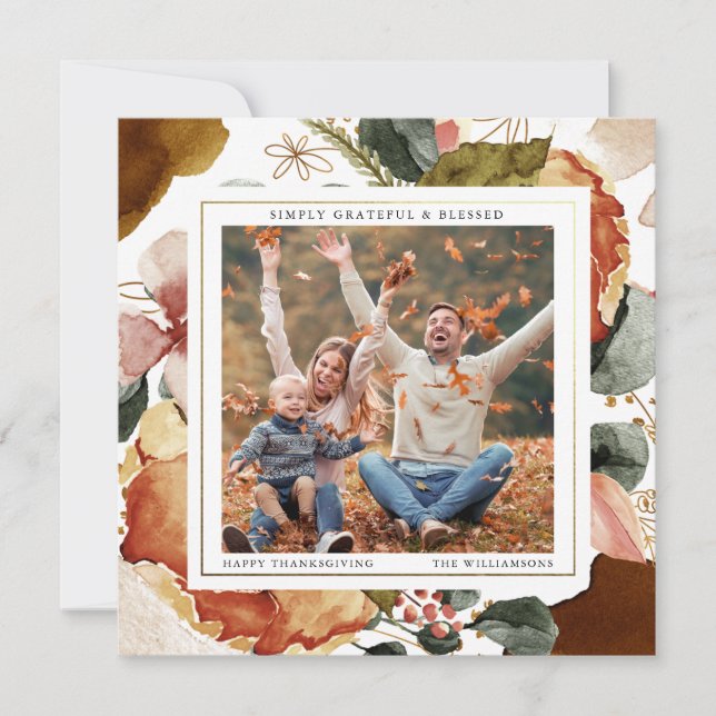 Moderner Erntedank Elegantes Foto Feiertagskarte (Vorderseite)