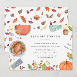 Moderner Erntedank Friendsgiving Dinner Party Einladung