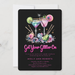Moderner erwachsener Glitzer Geburtstags-Cocktail- Einladung