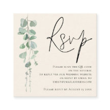 Moderner Eucalyptus Ivory Sage QR Code Wedding RSV
