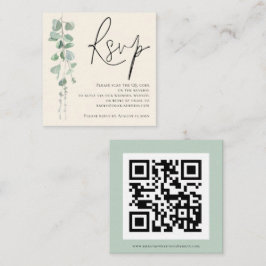 Moderner Eucalyptus Ivory Sage QR Code Wedding RSV Begleitkarte