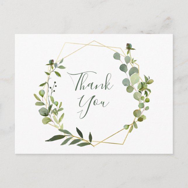 Moderner Eukalyptus Geometrischer Rahmen Vielen Da Postkarte (Vorderseite)