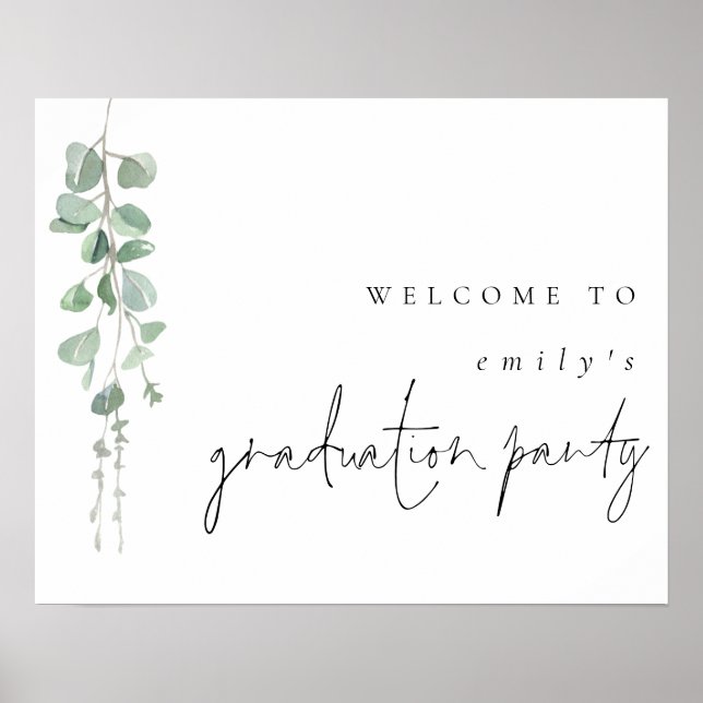 Moderner Eukalyptus-Name Willkommen bei der Gradui Poster (Vorne)