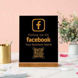 Moderner Facebook-QR-Code für Gold-Geschäfte Acrylschild