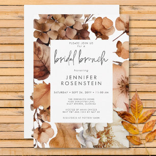 Moderner Fall neutraler Blumenrahmen Bridal Brunch Einladung