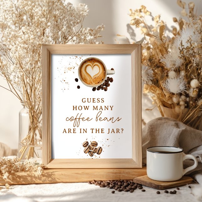 Moderner Fall Wie viele Kaffeebohnen Babydusche Poster (Modern Fall How many Coffee Beans Baby Shower Poster)