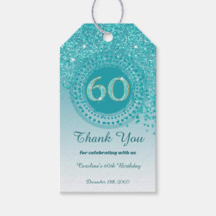Moderner Falling Aquamarin Blue Glitzer 60. Geburt Geschenkanhänger