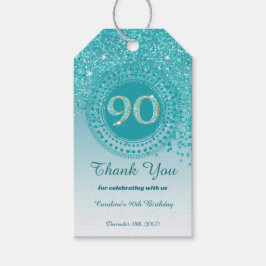 Moderner Falling Aquamarin Blue Glitzer 90. Geburt Geschenkanhänger