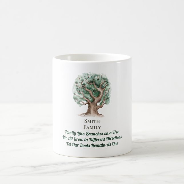 Moderner Familienbaum Mit Monogramm Kaffeetasse (Mittel)