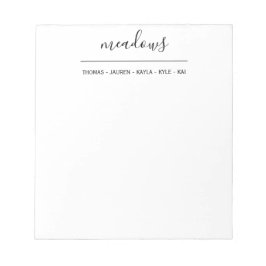 Moderner Familienname Einfach Notizblock