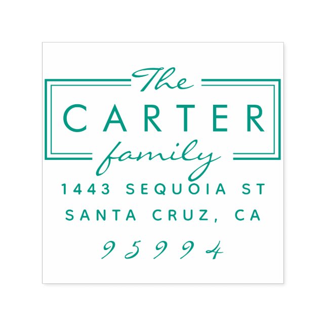 Moderner Familienname Elegante Script-Rücksendeadr Permastempel (Design)