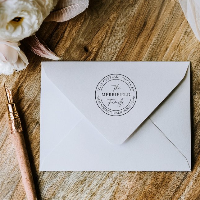 Moderner Familienname Rücksendeadresse Stempel (Von Creator hochgeladen)