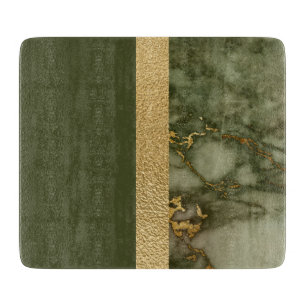 Moderner Farbblock Olive Green Gold Foil Marmor Schneidebrett