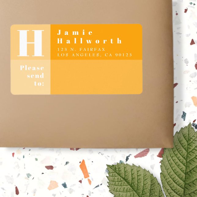 Moderner Farbblock Orange Return & Send Adresse (Von Creator hochgeladen)