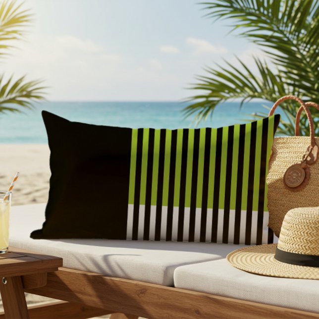 Moderner Farbblock Schwarz-weiß gestrichen Linse g Kissen Für Draußen (Von Creator hochgeladen)