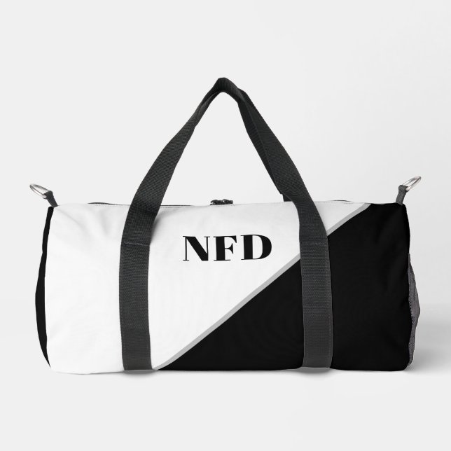 Moderner Farbblock - Schwarz-Weiß-Monogramm Duffle Bag (Vorderseite)