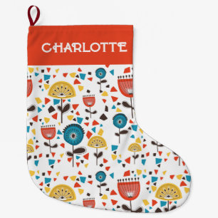 Moderner, farbenfroher, blumenreicher Individuelle Großer Weihnachtsstrumpf