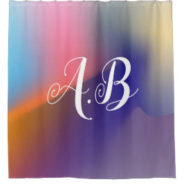 Moderner farbenfroher Duschvorhang mit Initialen