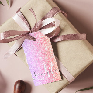 Moderner farbiger Glitzer Glitzern Personalisiert  Geschenkanhänger