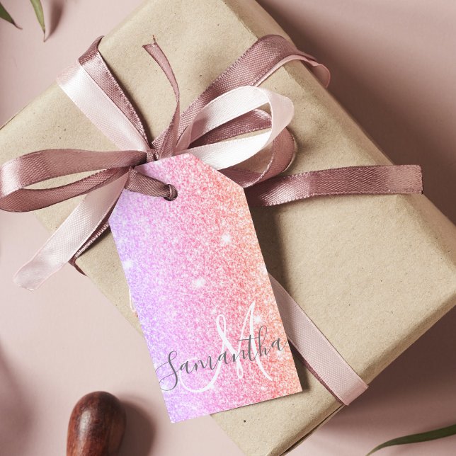 Moderner farbiger Glitzer Glitzern Personalisiert  Geschenkanhänger (Von Creator hochgeladen)