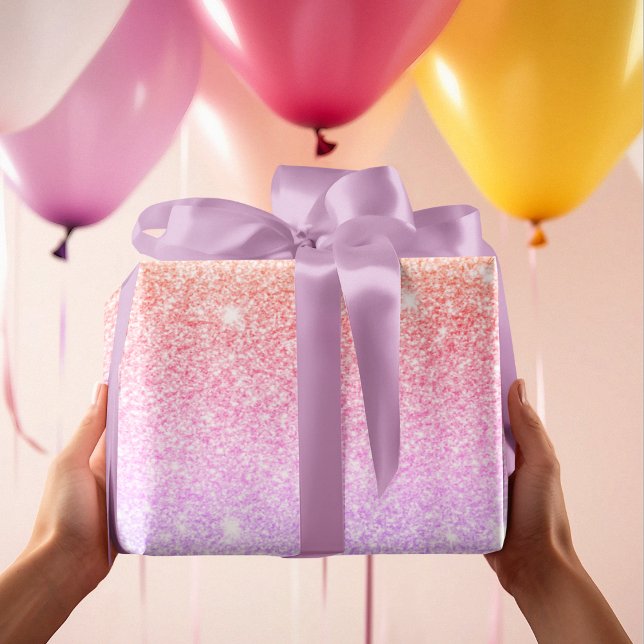 Moderner farbiger Glitzer Glitzern Personalisiert  Geschenkpapier (Von Creator hochgeladen)