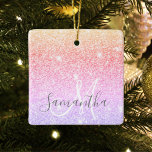 Moderner farbiger Glitzer Glitzern Personalisiert  Keramikornament<br><div class="desc">Moderner farbiger Glitzer Glitzern Personalisiert Name</div>