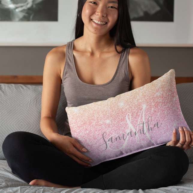 Moderner farbiger Glitzer Glitzern Personalisiert  Lendenkissen (Von Creator hochgeladen)