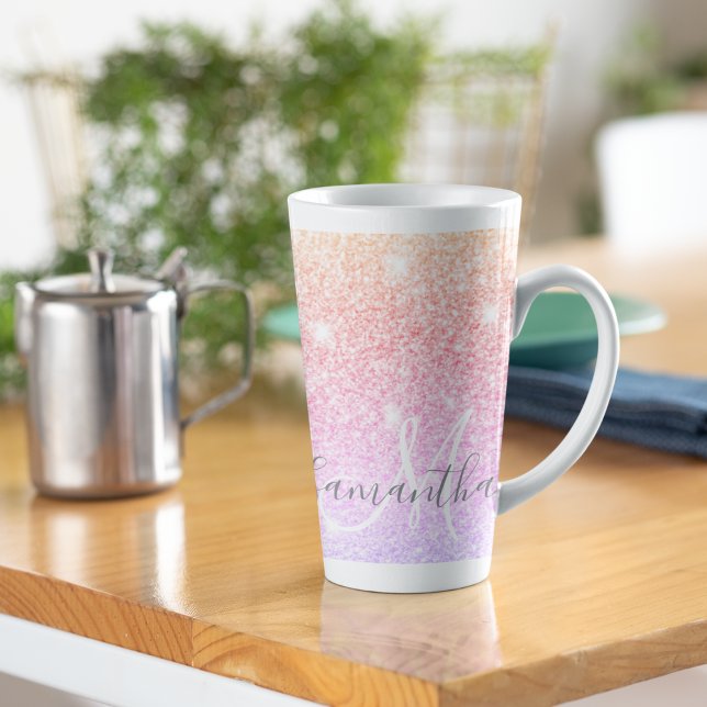 Moderner farbiger Glitzer Glitzern Personalisiert  Milchtasse (Von Creator hochgeladen)