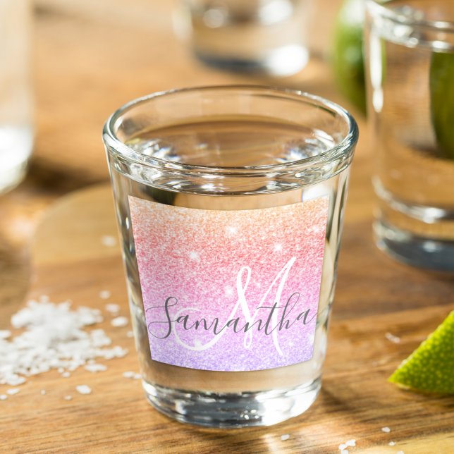 Moderner farbiger Glitzer Glitzern Personalisiert  Schnapsglas (Von Creator hochgeladen)
