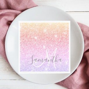 Moderner farbiger Glitzer Glitzern Personalisiert  Serviette