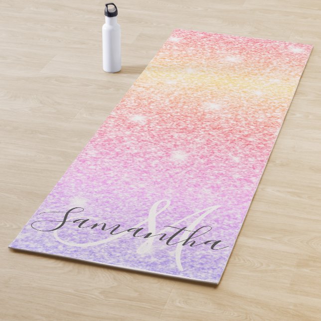 Moderner farbiger Glitzer Glitzern Personalisiert  Yogamatte (Beispiel)