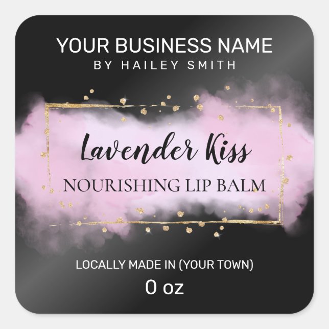 Moderner Farbschwarz und Lila Goldlippe-Balken Quadratischer Aufkleber (Vorderseite)